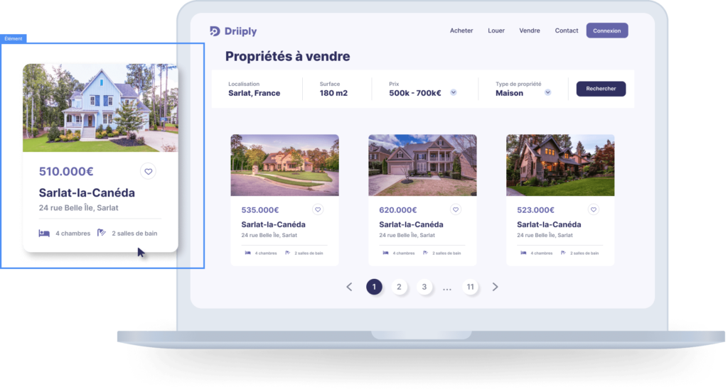 Design exemple d'un site vitrine pour une agence immobilière